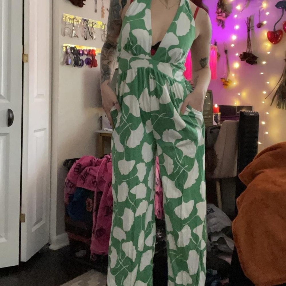 Diane Von Furstenberg X Target Ginkgo Leaf Palazzo Pant Jumpsuit Md